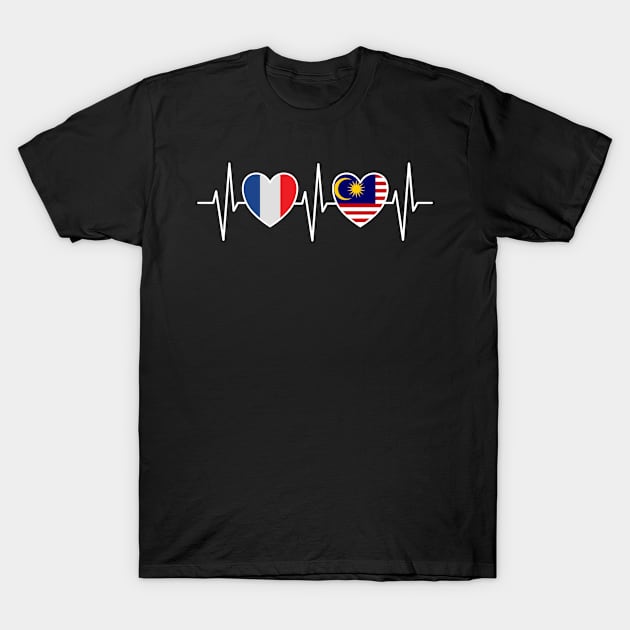 France And Malaysia Malaysian Flag Flag T-Shirt by Anfrato